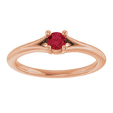 14K Gold Round Lab-Grown Ruby Youth Solitaire Ring - Rose Gold - view 8