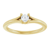 14K Gold Round Natural White Sapphire Youth Solitaire Ring - Yellow Gold - view 8