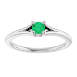 14K Gold Round Lab-Grown Emerald Youth Solitaire Ring - White Gold - view 8