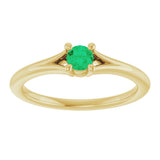 14K Gold Round Lab-Grown Emerald Youth Solitaire Ring - Yellow Gold - view 8