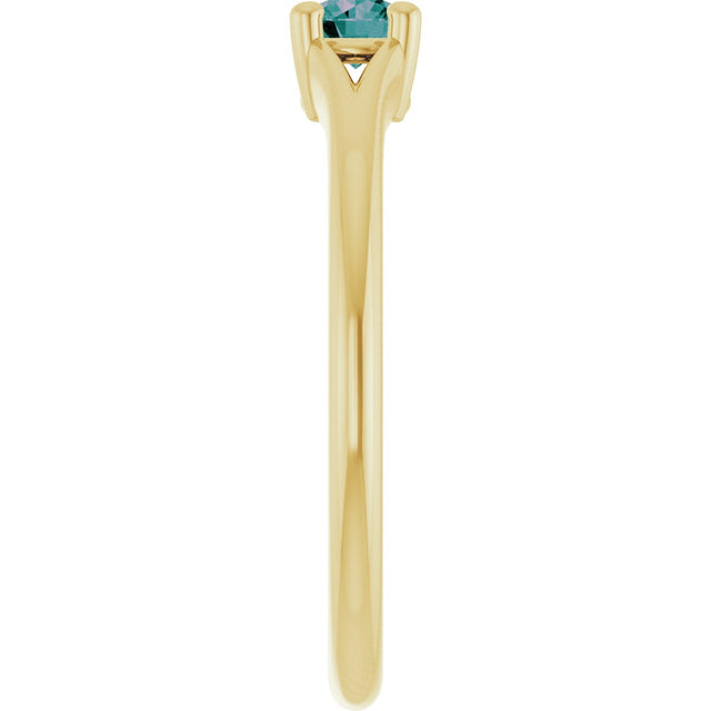 14K Gold Round Lab-Grown Alexandrite Youth Solitaire Ring - Yellow Gold - view 9