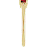 14K Gold Round Natural Mozambique Garnet Youth Solitaire Ring - Yellow Gold - view 9