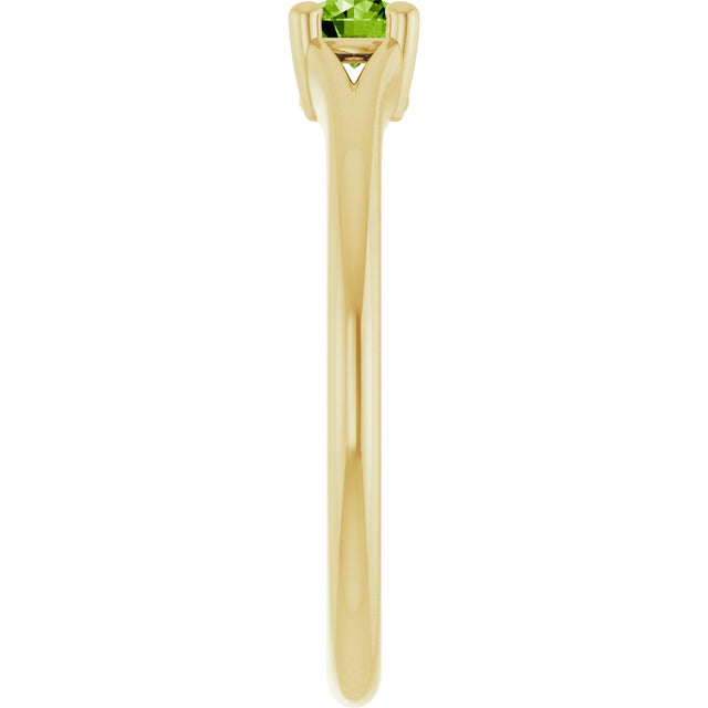 14K Gold Round Natural Peridot Youth Solitaire Ring - Yellow Gold - view 9