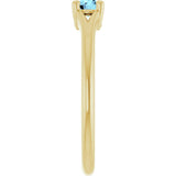 14K Gold Round Natural Aquamarine Youth Solitaire Ring - Yellow Gold - view 9