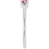 Platinum Round Natural Pink Tourmaline Youth Solitaire Ring - view 9