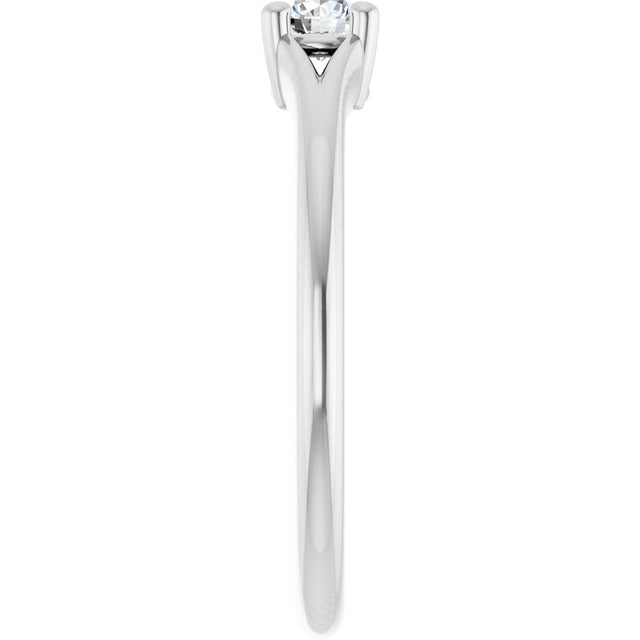 14K Gold Round Natural White Sapphire Youth Solitaire Ring - White Gold - view 9
