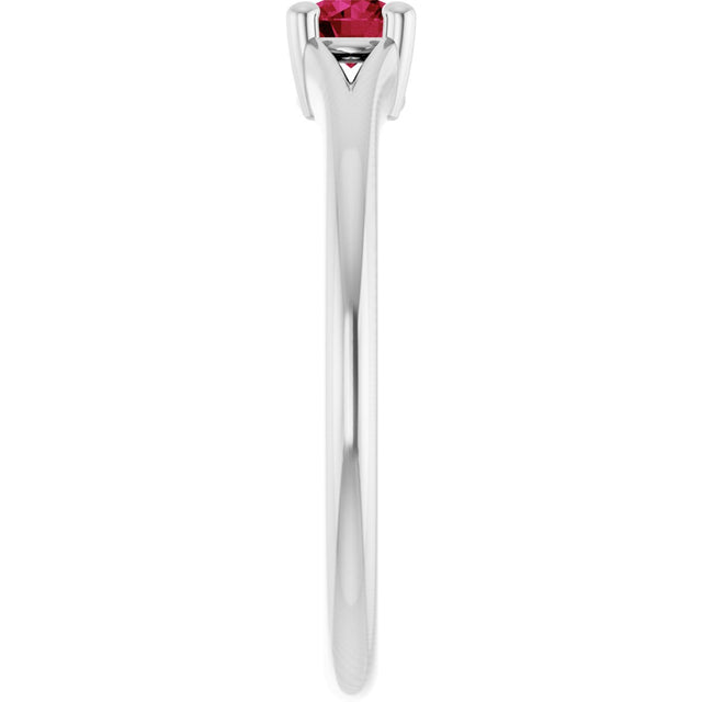 Platinum Round Lab-Grown Ruby Youth Solitaire Ring - view 9