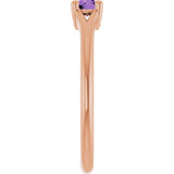 14K Gold Round Natural Amethyst Youth Solitaire Ring - Rose Gold - view 9