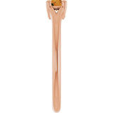 14K Gold Round Natural Citrine Youth Solitaire Ring - Rose Gold - view 9