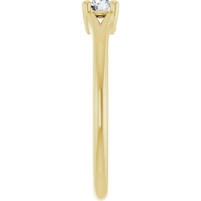 14K Gold Round Natural White Sapphire Youth Solitaire Ring - Yellow Gold - view 9