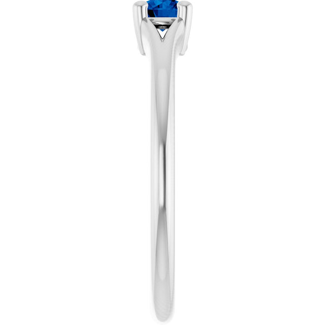 Platinum Round Lab-Grown Blue Sapphire Youth Solitaire Ring - view 9