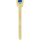 14K Gold Round Natural Blue Sapphire Youth Solitaire Ring - Yellow Gold - view 9