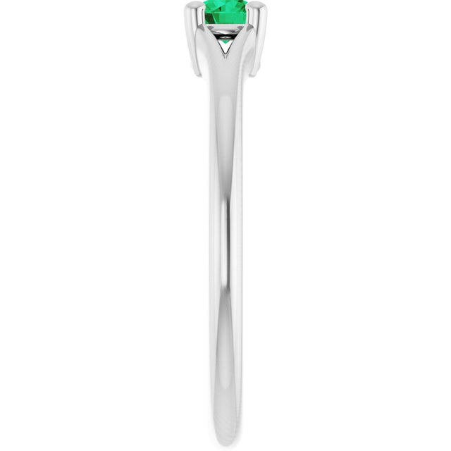 Platinum Round Lab-Grown Emerald Youth Solitaire Ring - view 9