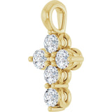 14K Gold Round Natural Diamond Accented Cross Necklace or Pendant – 11.5x6.1mm - Yellow Gold - view 5