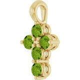 14K Gold Round Natural Peridot Accented Cross Necklace or Pendant - Yellow Gold - view 5