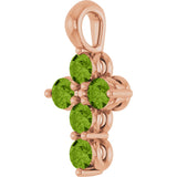 14K Gold Round Natural Peridot Accented Cross Necklace or Pendant - Rose Gold - view 5