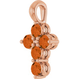 14K Gold Round Natural Citrine Accented Cross Necklace or Pendant - Rose Gold - view 5