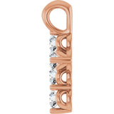 14K Gold Round Natural White Sapphire Accented Cross Necklace or Pendant - Rose Gold - view 6
