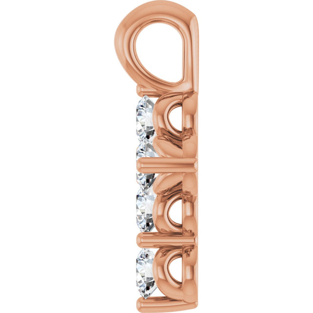14K Gold Round Natural White Sapphire Accented Cross Necklace or Pendant - Rose Gold - view 6