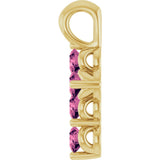 14K Gold Round Natural Pink Tourmaline Accented Cross Necklace or Pendant - Yellow Gold - view 6