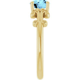 14K Gold Round Natural Aquamarine Sculptural Solitaire Ring - Yellow Gold - view 4