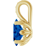 14K Gold Oval Lab-Grown Blue Sapphire Floral-Inspired Solitaire Pendant - Yellow Gold - view 3