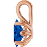 14K Gold Oval Lab-Grown Blue Sapphire Floral-Inspired Solitaire Pendant - Rose Gold - view 3