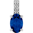 Platinum Oval Lab-Grown Blue Sapphire Floral-Inspired Solitaire Pendant