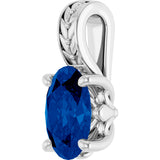 14K Gold Oval Lab-Grown Sapphire Floral-Inspired Solitaire Pendant - view 2