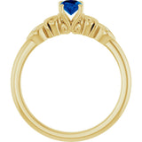 14K Gold Oval Lab-Grown Blue Sapphire & Natural Diamond Accented Ring - Yellow Gold - view 2