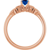 14K Gold Oval Lab-Grown Blue Sapphire & Natural Diamond Accented Ring - Rose Gold - view 2