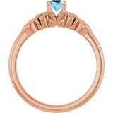 14K Gold Oval Natural Aquamarine & Natural Diamond Accented Ring - Rose Gold - view 2