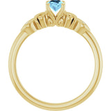 14K Gold Oval Natural Aquamarine & Natural Diamond Accented Ring - Yellow Gold - view 2