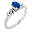 14K Gold Oval Lab-Grown Blue Sapphire & Natural Diamond Accented Ring - White Gold