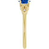 14K Gold Oval Lab-Grown Blue Sapphire & Natural Diamond Accented Ring - Yellow Gold - view 4