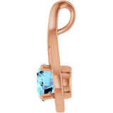 14K Gold Round Natural Aquamarine & Natural Diamond Accented Pendant – 0.08 CTW - Rose Gold - view 3