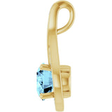 14K Gold Round Natural Aquamarine & Natural Diamond Accented Pendant – 0.08 CTW - Yellow Gold - view 3