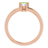 14K Gold Natural Peridot & Natural White Sapphire Multi-Stone Ring - Rose Gold - view 2