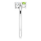 14K Gold Natural Peridot & Natural White Sapphire Multi-Stone Ring - White Gold - view 4