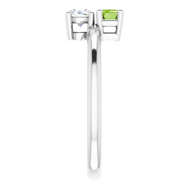 14K Gold Natural Peridot & Natural White Sapphire Multi-Stone Ring - White Gold - view 4