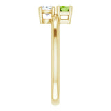 14K Gold Natural Peridot & Natural White Sapphire Multi-Stone Ring - Yellow Gold - view 4