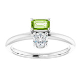 Platinum Natural Peridot & Natural White Sapphire Multi-Stone Ring - view 3