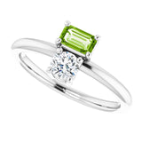14K Gold Natural Peridot & Natural White Sapphire Multi-Stone Ring - White Gold - view 5