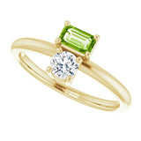 14K Gold Natural Peridot & Natural White Sapphire Multi-Stone Ring - Yellow Gold - view 5