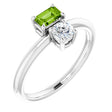 14K Gold Natural Peridot & Natural White Sapphire Multi-Stone Ring - White Gold