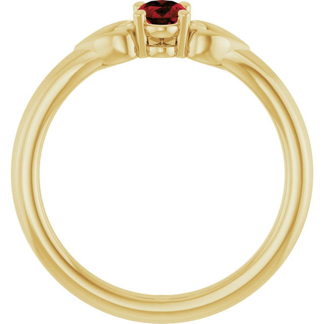 14K Gold Oval Natural Mozambique Garnet Youth Heart Ring - Yellow Gold - view 7