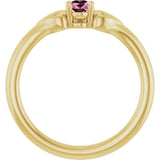 14K Gold Oval Natural Pink Tourmaline Youth Heart Ring - Yellow Gold - view 7