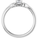 Platinum Oval Natural White Sapphire Youth Heart Ring - view 7