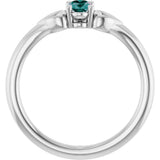 14K Gold Oval Lab-Grown Alexandrite Youth Heart Ring - White Gold - view 7