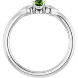 Platinum Oval Natural Peridot Youth Heart Ring - view 7